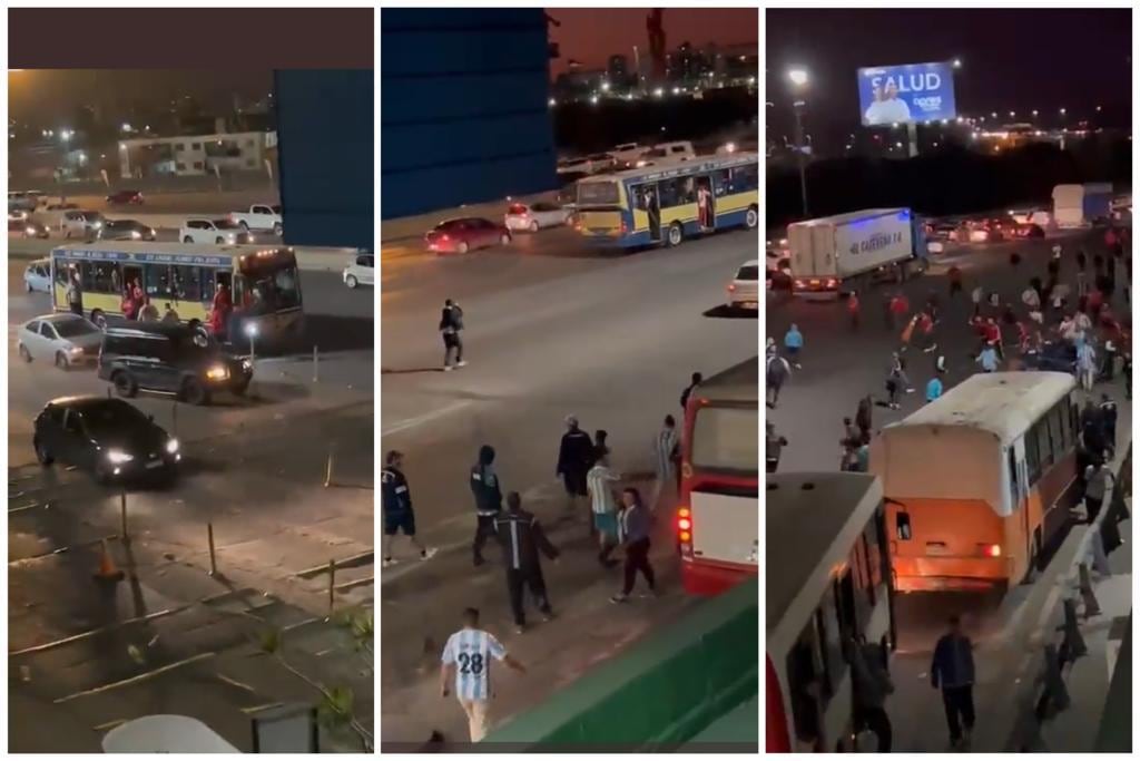 Los grupos se cruzaron cuando los de Racing salían de presenciar el partido de su equipo ante Tigre y los de River se dirigían al estadio Monumental para ver el cotejo frente a Sarmiento de Junín.