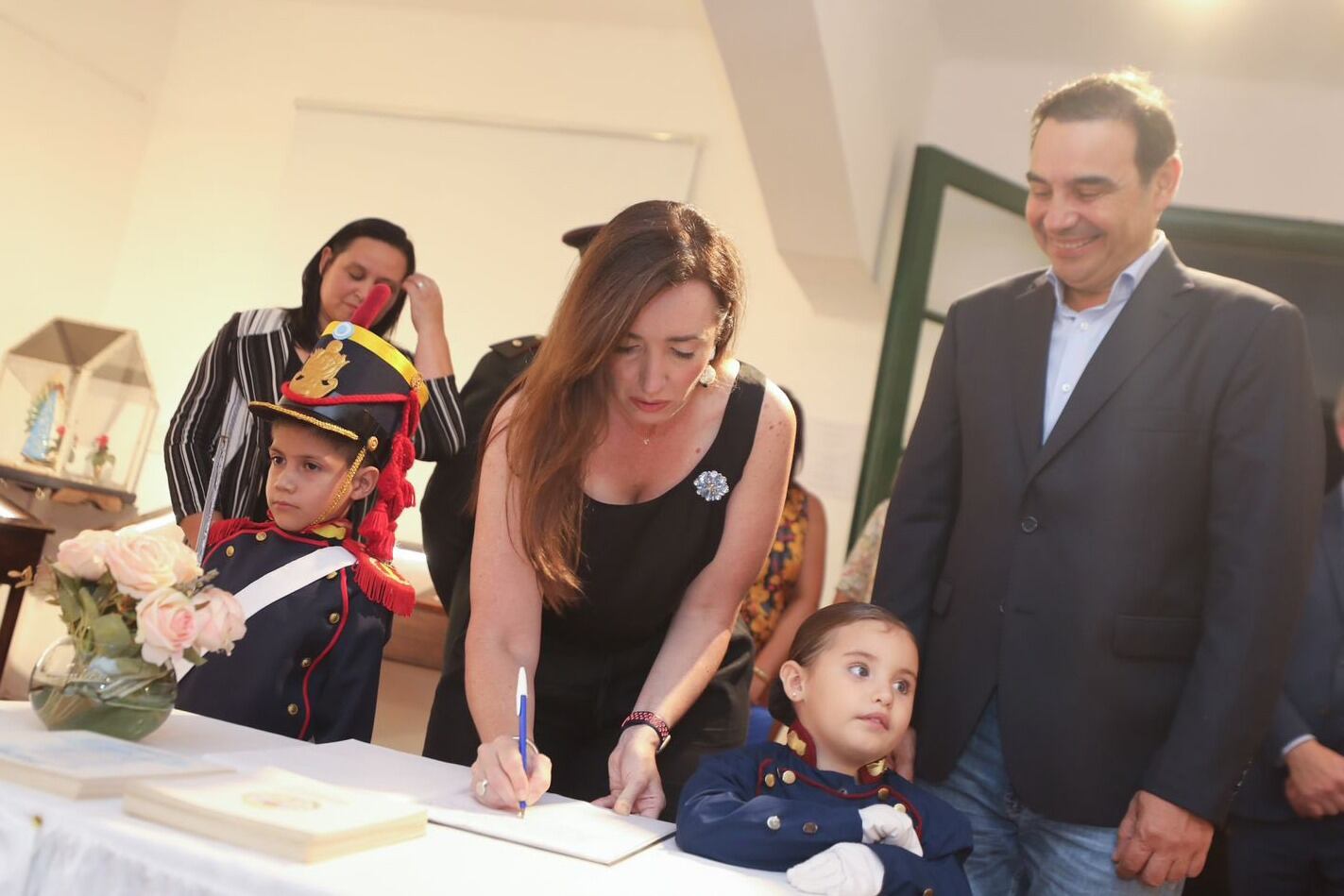 Villarruel ayer en Yapeyú. Como otras veces, habló del “trapo rojo” y prometió derechos humanos para todos.