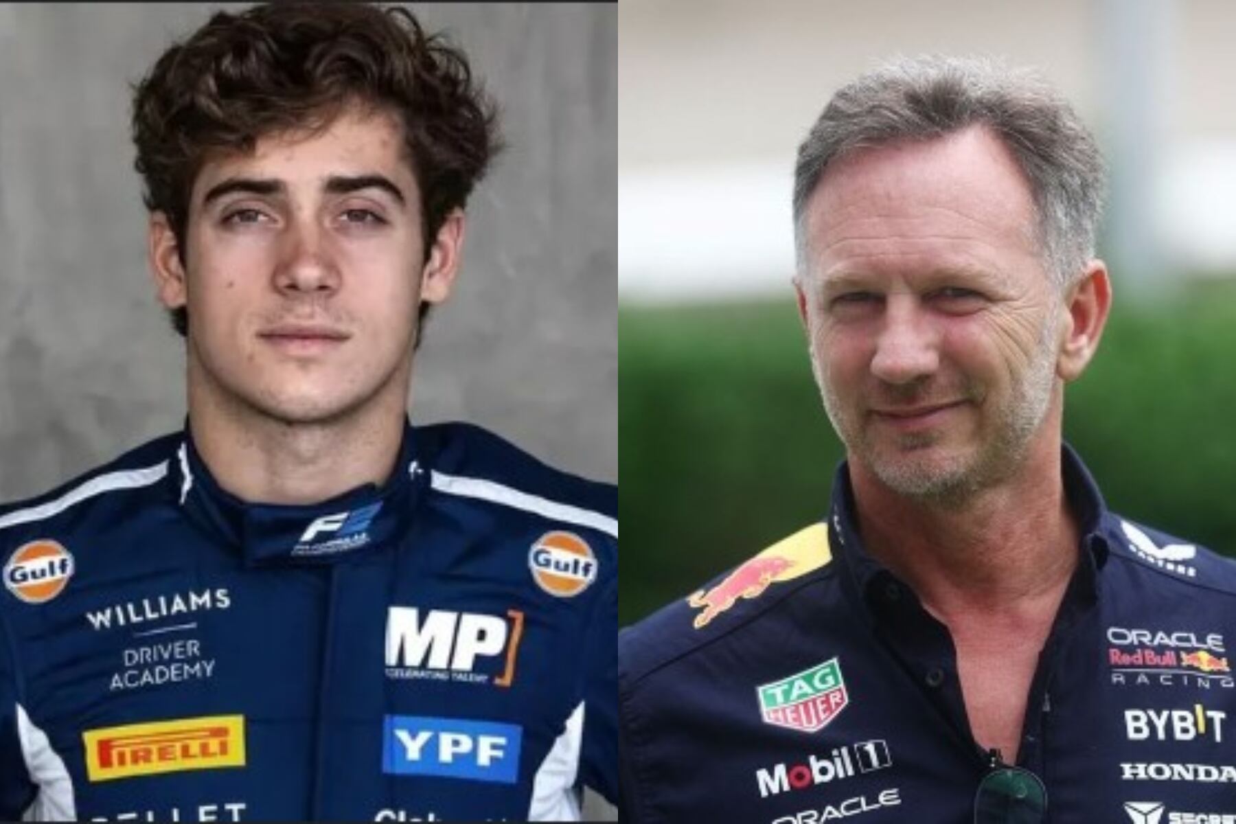 Colapinto y Christian Horner, jefe de Red Bull