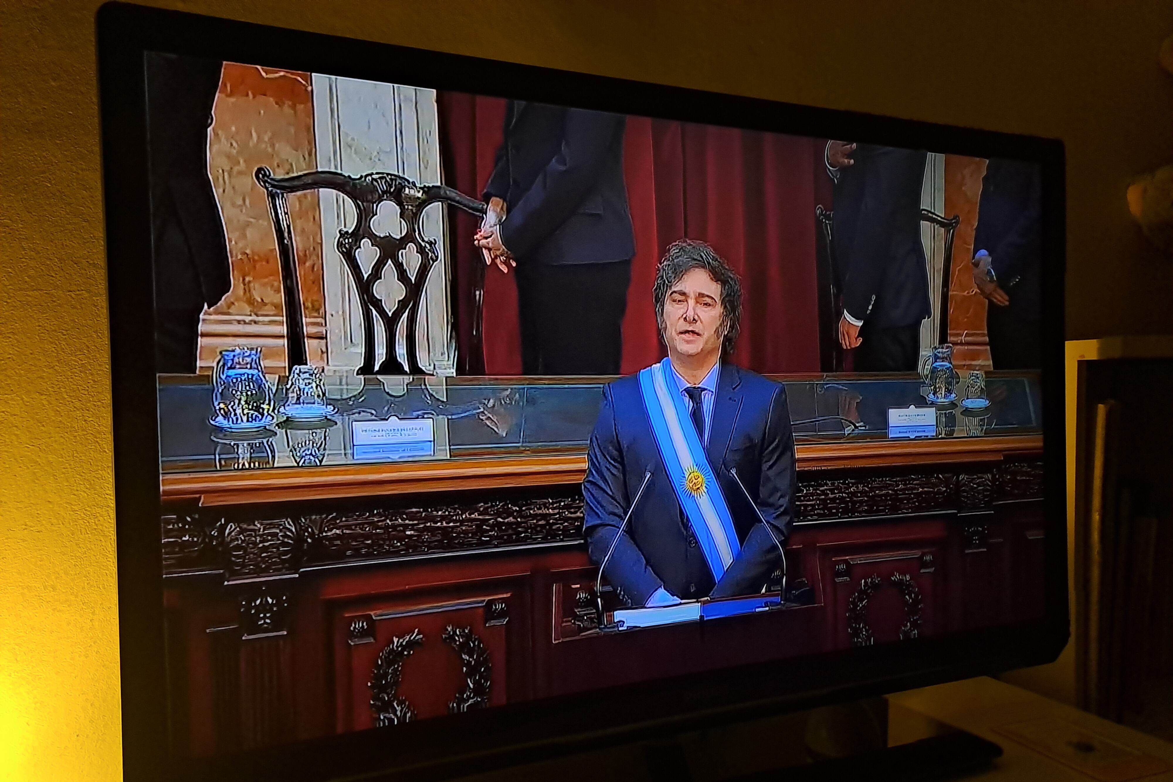 Javier Milei durante la transmisión en el prime time del domingo.