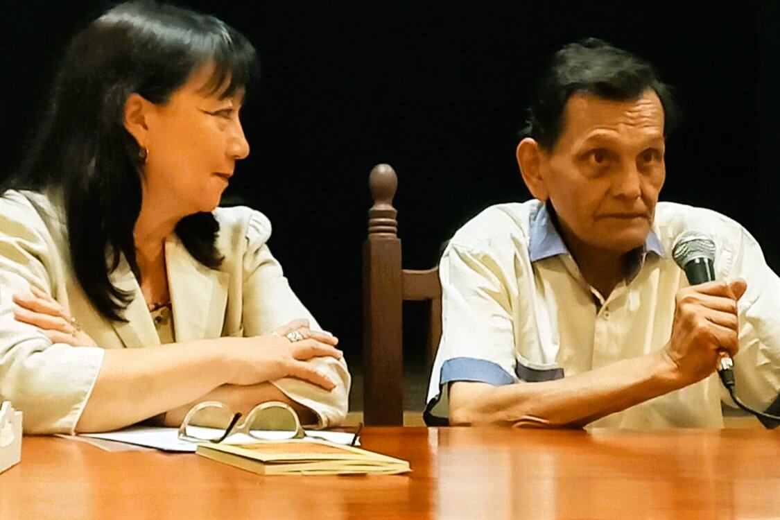 Yuyú Moreno y Alfredo Luna en la presentación de Oficio de Sombra.