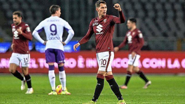 El croata Lukic celebra la victoria de Torino sobre Fiorentina