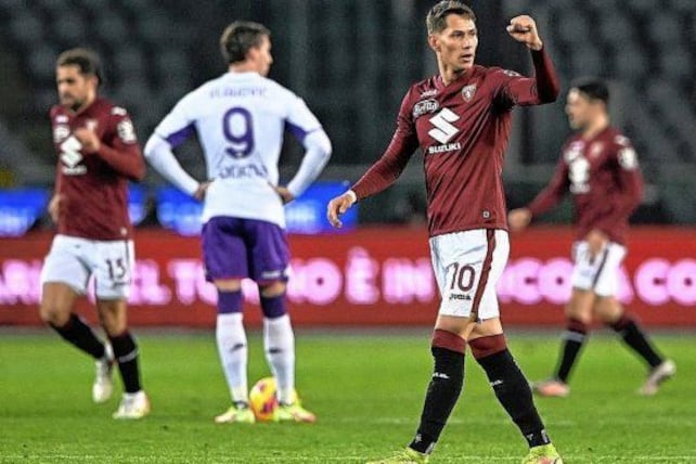 El croata Lukic celebra la victoria de Torino sobre Fiorentina