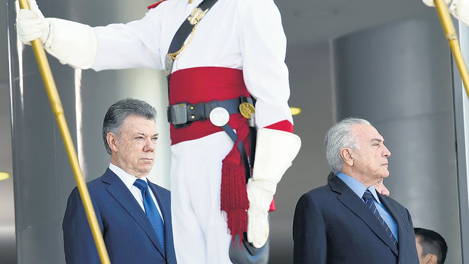 Santos y Temer opinaron sobre la situación política en Venezuela en Brasilia.