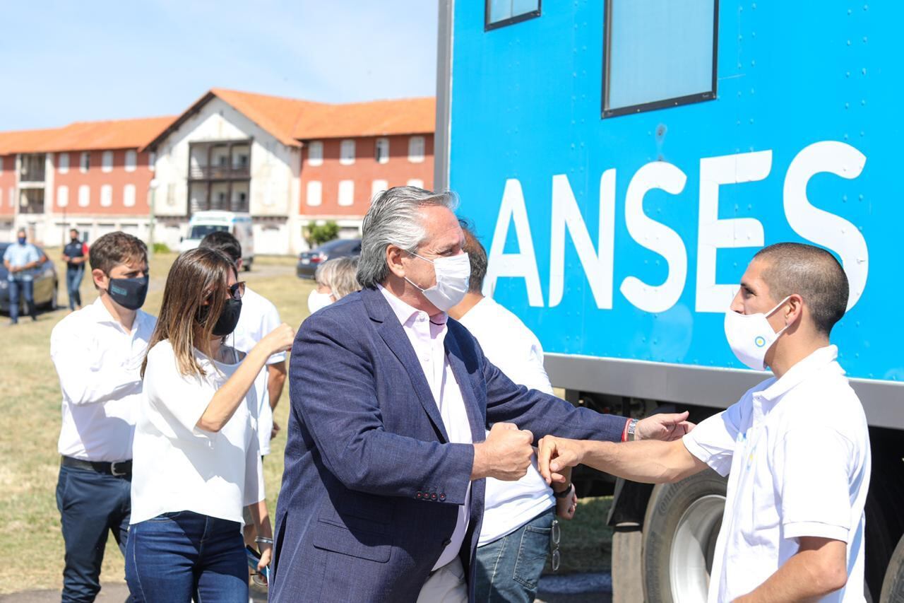 Alberto Fernández este domingo a la mañana en Chapadmalal, en el acto donde promulgó la nueva modalidad de haberes jubilatorios.