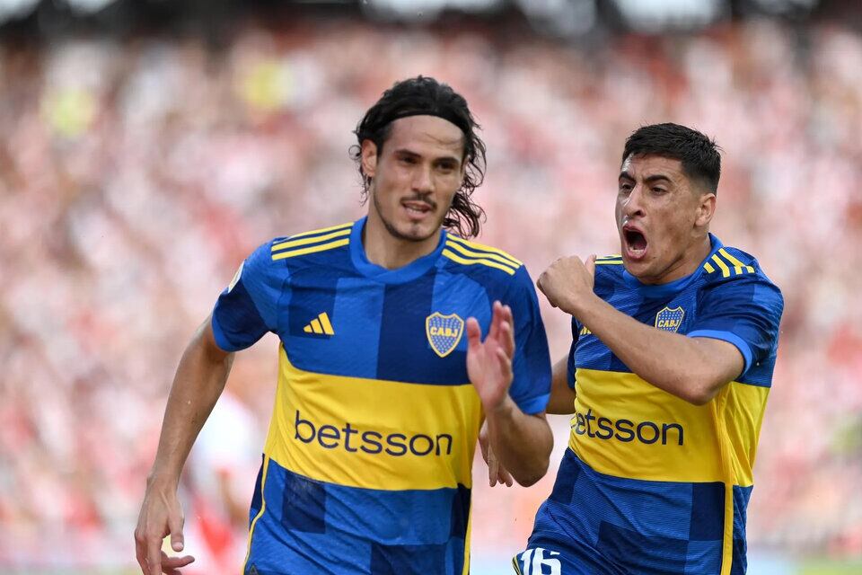 Cavani y Merentiel, la dupla de ataque de Boca para jugar vs Sportivo Trinidense por Copa Sudamericana.