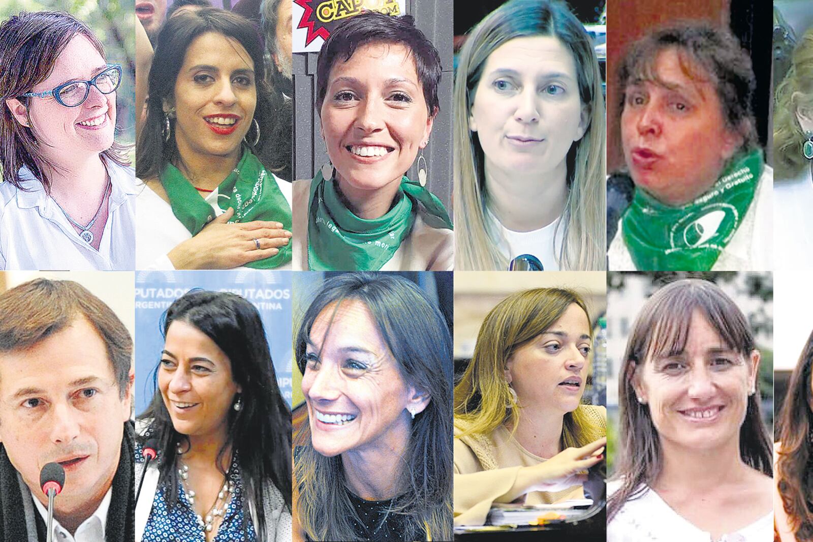 Brenda Austin, UCR. Victoria Donda, Libres del Sur. Mayra Mendoza, FpV. Silvia Lospennato, PRO. Araceli Ferreyra, FpV. Karina Banfi, UCR. Daniel Lipovetsky, PRO. Carolina Moises, PJ. Malena Galmarini, Frente Renovador. Cecilia Moreau, Frente Renovador.