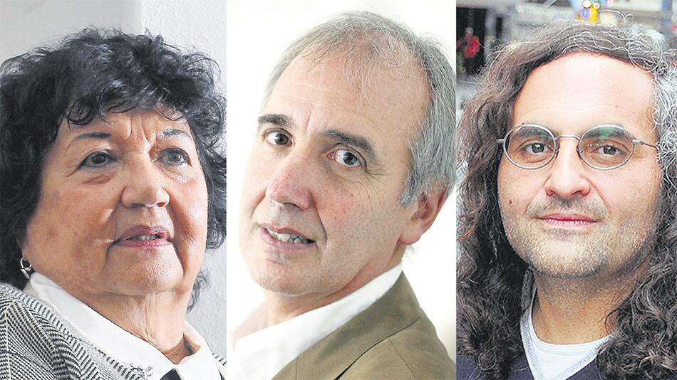 Dora Barrancos, Alberto Kornblihtt y Rocco Carbone, miembros de Comuna Argentina.