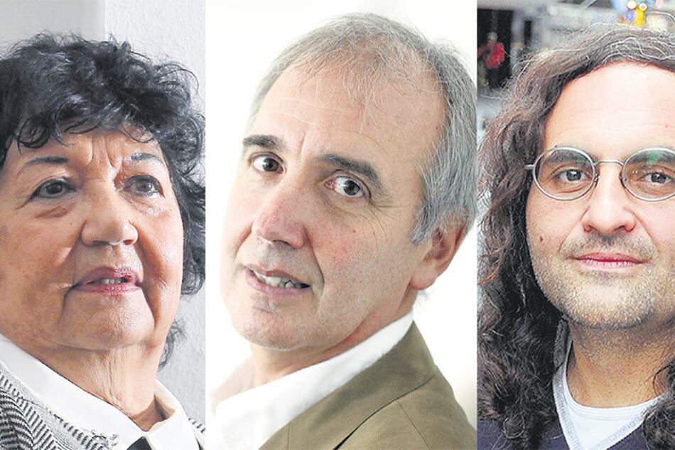 Dora Barrancos, Alberto Kornblihtt y Rocco Carbone, miembros de Comuna Argentina.