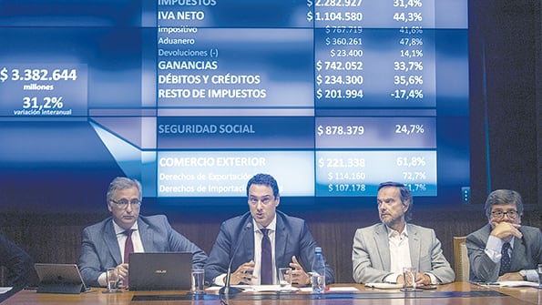 Leandro Cuccioli, titular de la AFIP, presentó ayer los resultados de la recaudación de impuestos en la sede del organismo.