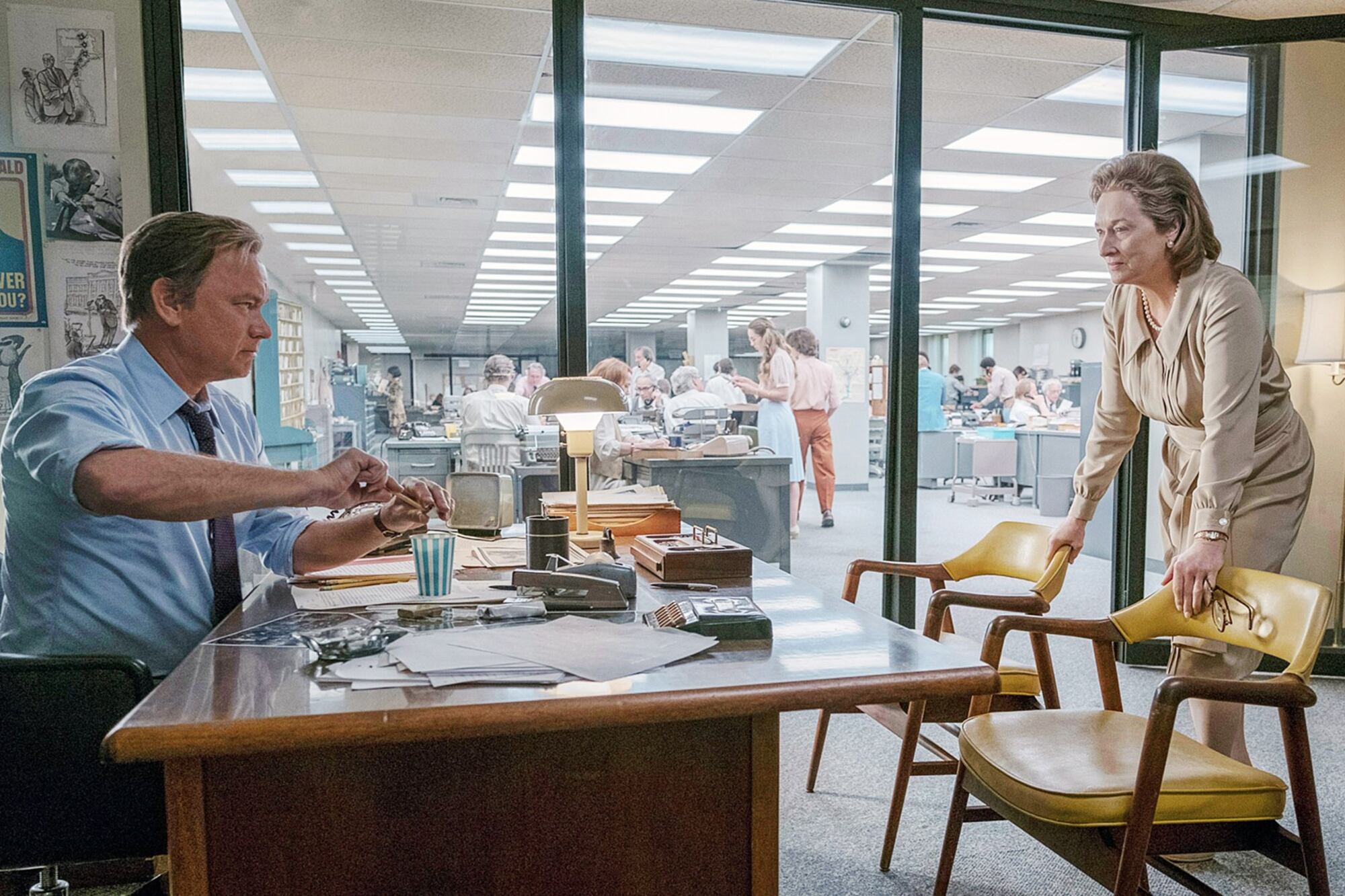 Meryl Streep y Tom Hanks, dos intérpretes extraordinarios para una formidable narración de Spielberg.