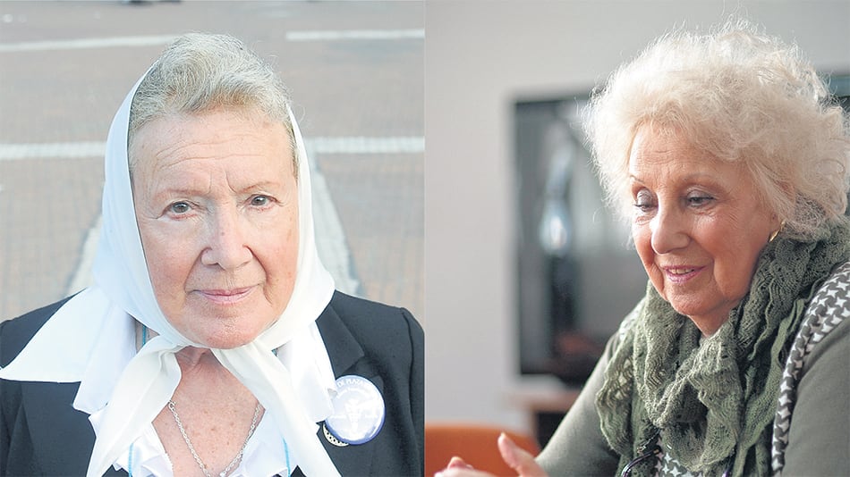 Nora Cortiñas, de Madres Línea Fundadora, y la titular de Abuelas, Estela de Carlotto.