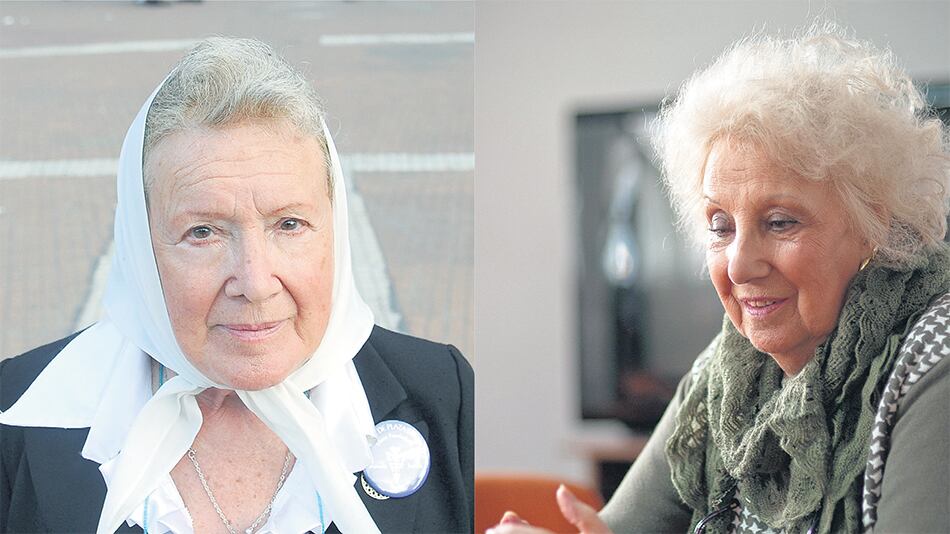Nora Cortiñas, de Madres Línea Fundadora, y la titular de Abuelas, Estela de Carlotto.