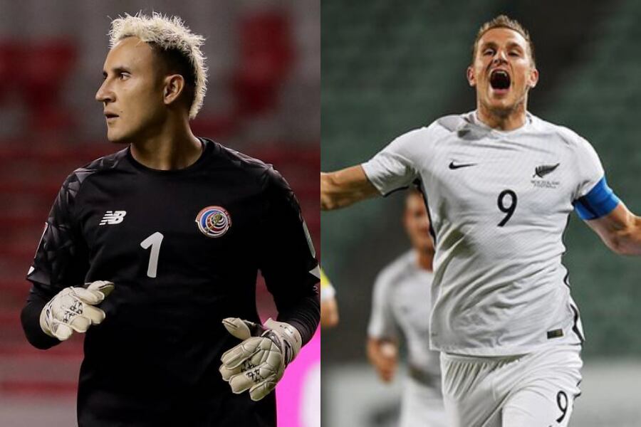 Keylor Navas y Chris Wood, las figuras de Costa Rica y Nueva Zelanda. 