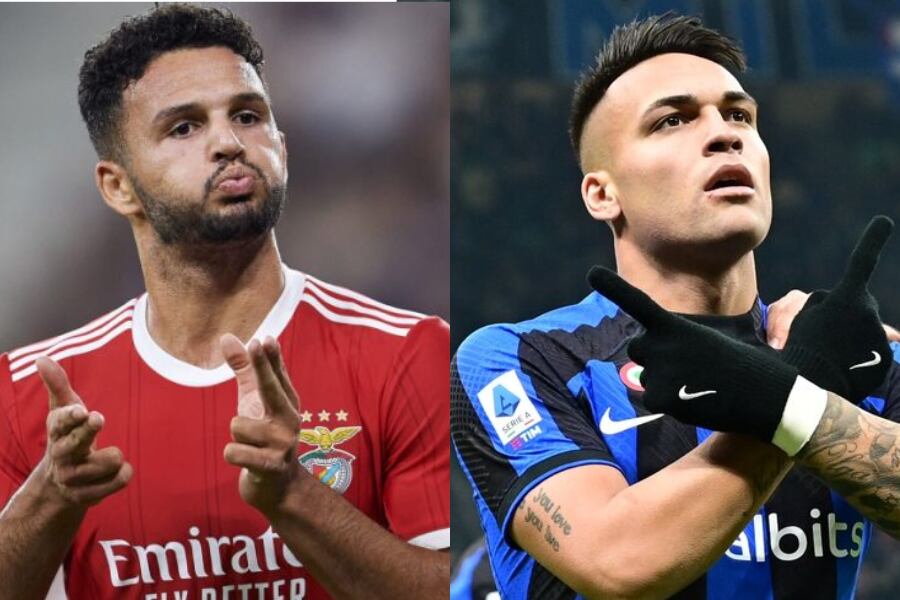 Gonçalo Ramos y Lautaro Martínez titulares en Benfica e Inter respectivamente.