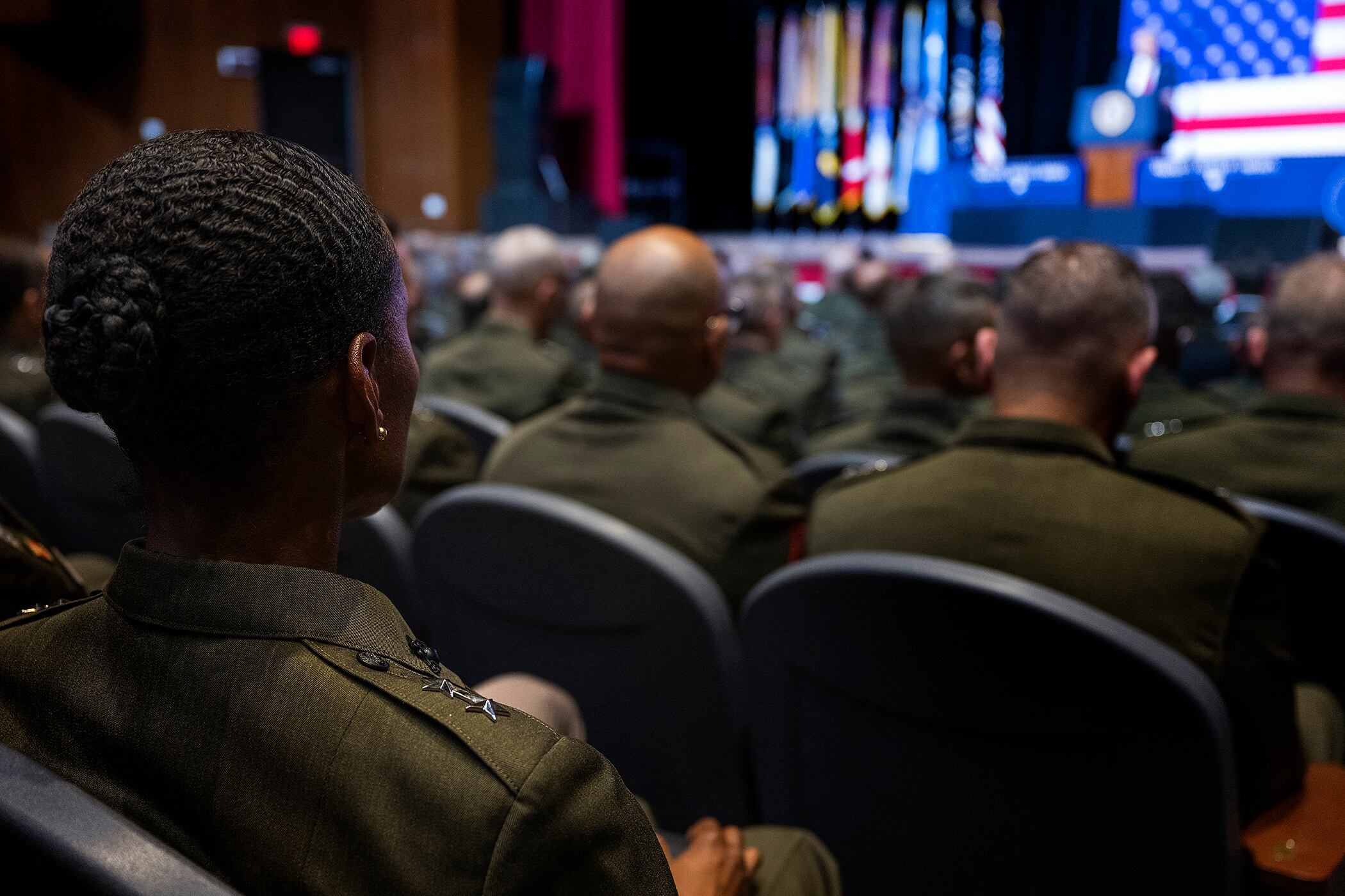 Discurso deTrump en la base de Infantería de Marina en Quantico, Virginia.