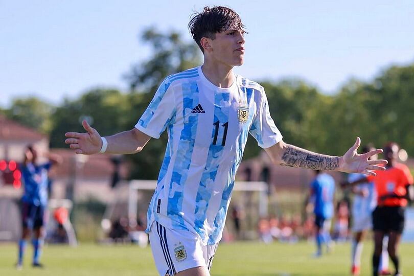 Garnacho, con la camiseta argentina, en divisiones juveniles.