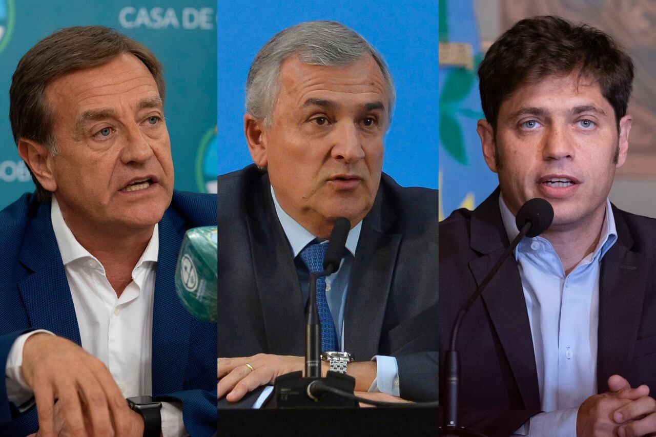 Gobernadores Rodolfo Suárez, Gerardo Morales y Axel Kicillof.