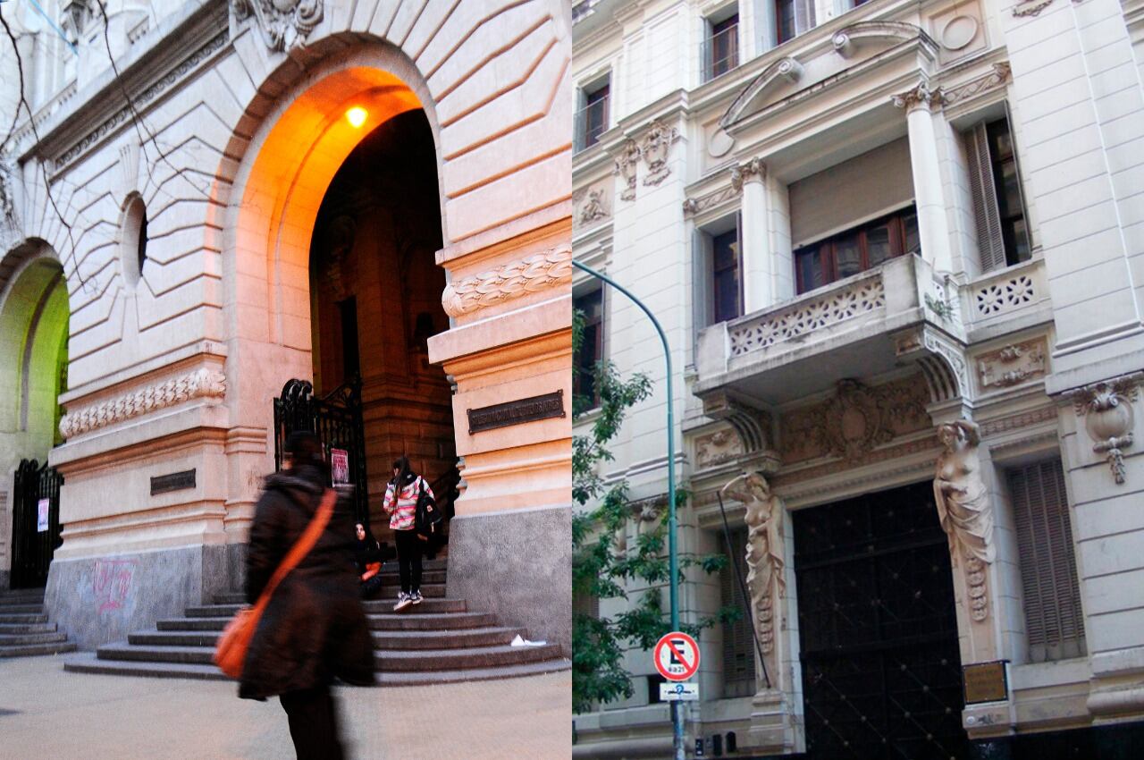 Las fachadas del Colegio Nacional del Buenos Aires y del Carlos Pellegrini.