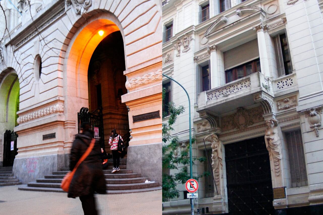 Las fachadas del Colegio Nacional del Buenos Aires y del Carlos Pellegrini.