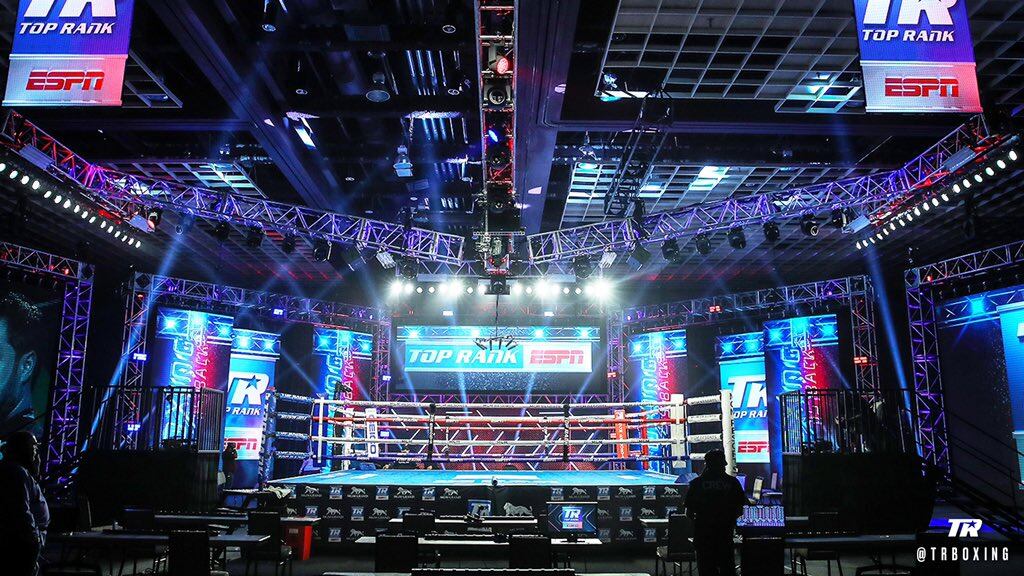 Así lució el ring para el regreso del boxeo en Las Vegas.