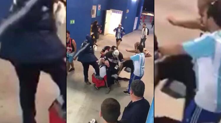 El momento del ataque a los hinchas de Croacia.