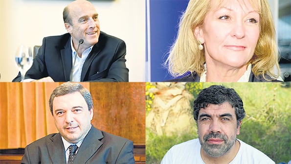 Ex intendente Daniel Martínez, ex ministra Carolina Cosse, ex banquero central Mario Bergara y sindicalista Oscar Andrade.