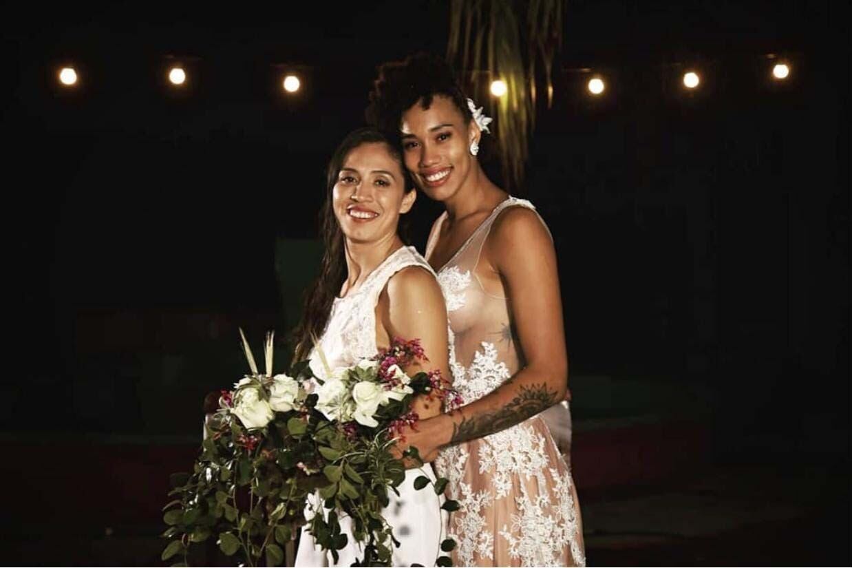 Sosa y su pareja brasileña Milka Madeiro.