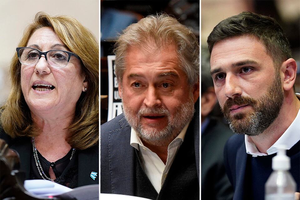 Diputados socialistas Mónica Fein y Enrique Estévez Boero y el perottista Roberto Mirabella (en el centro).
