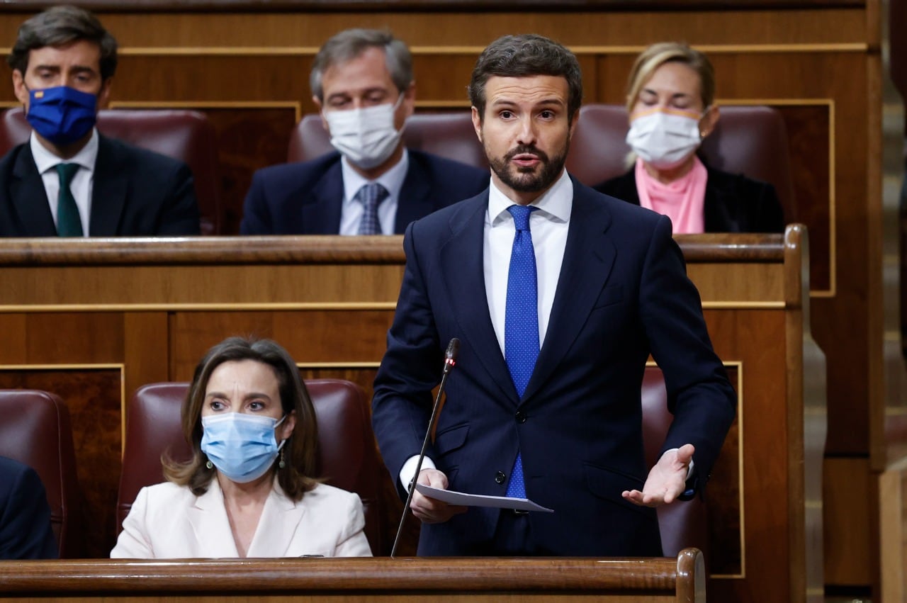 El líder del Partido Popular, Pablo Casado, en el Congreso de los Diputados.