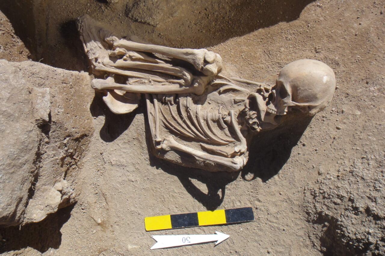 Uno de los esqueletos encontrados en Catamarca.