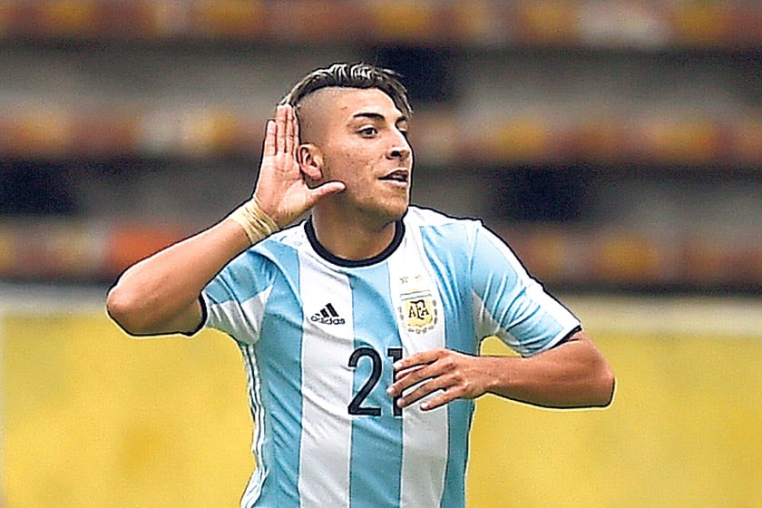 Torres festeja su gol casi de vestuario.