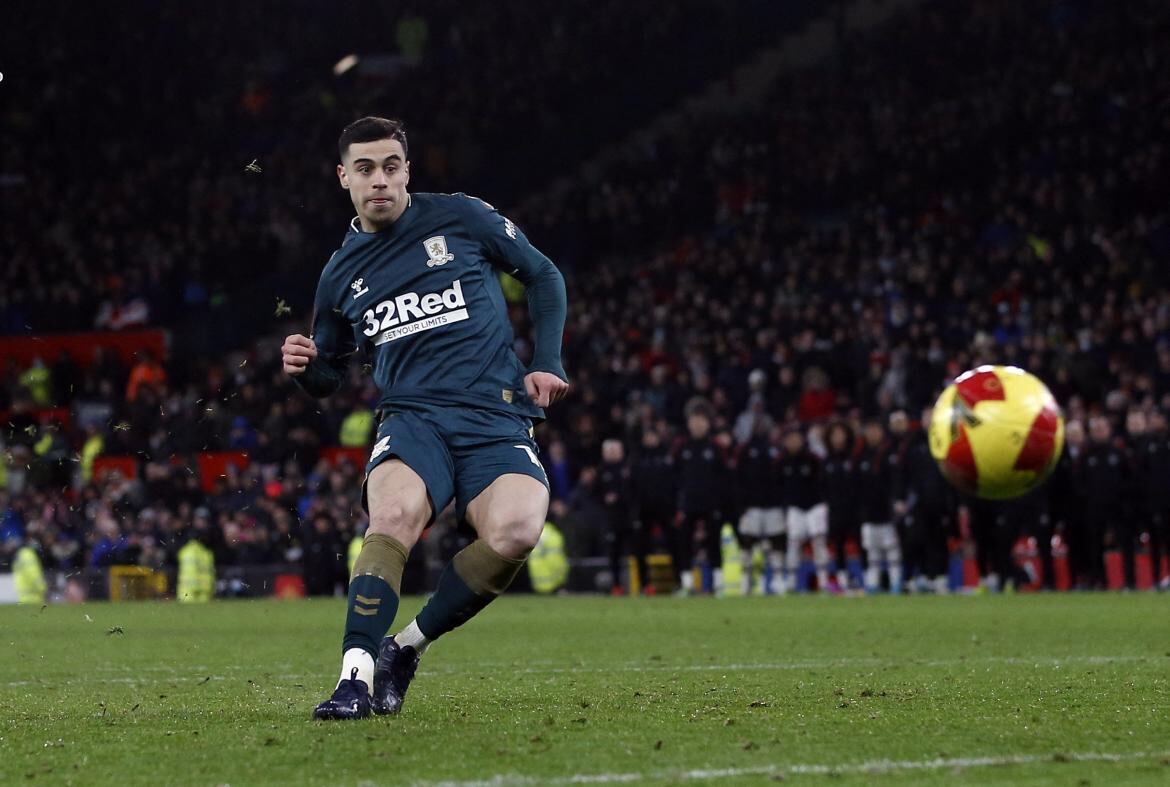 Martín Payero con la del Middlesbrough. El exBanfield utilizó la 10 en Inglaterra