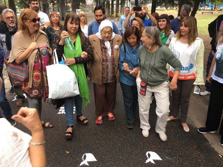 Bonafini, al momento de llegar al Espacio Seré.