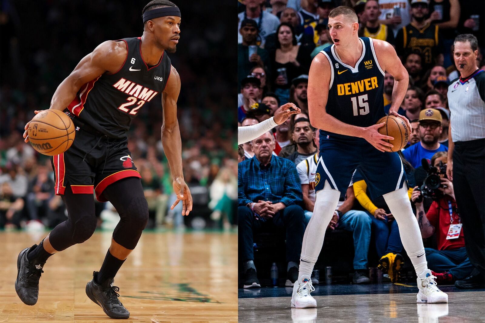 Jimmy Butler, el líder de Miami, y Nikola Jokic, la estrella de Denver