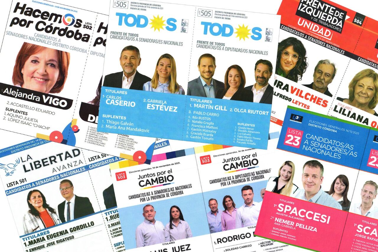 En Córdoba en las elecciones de este 14 de noviembre habrá 7 boletas de candidatos a diputados y senadores en el cuarto oscuro.  