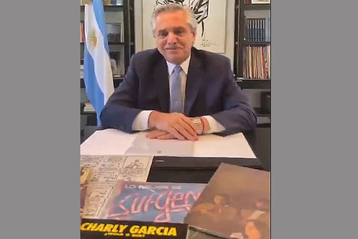 El presidente Alberto Fernández en su saludo a Charly.