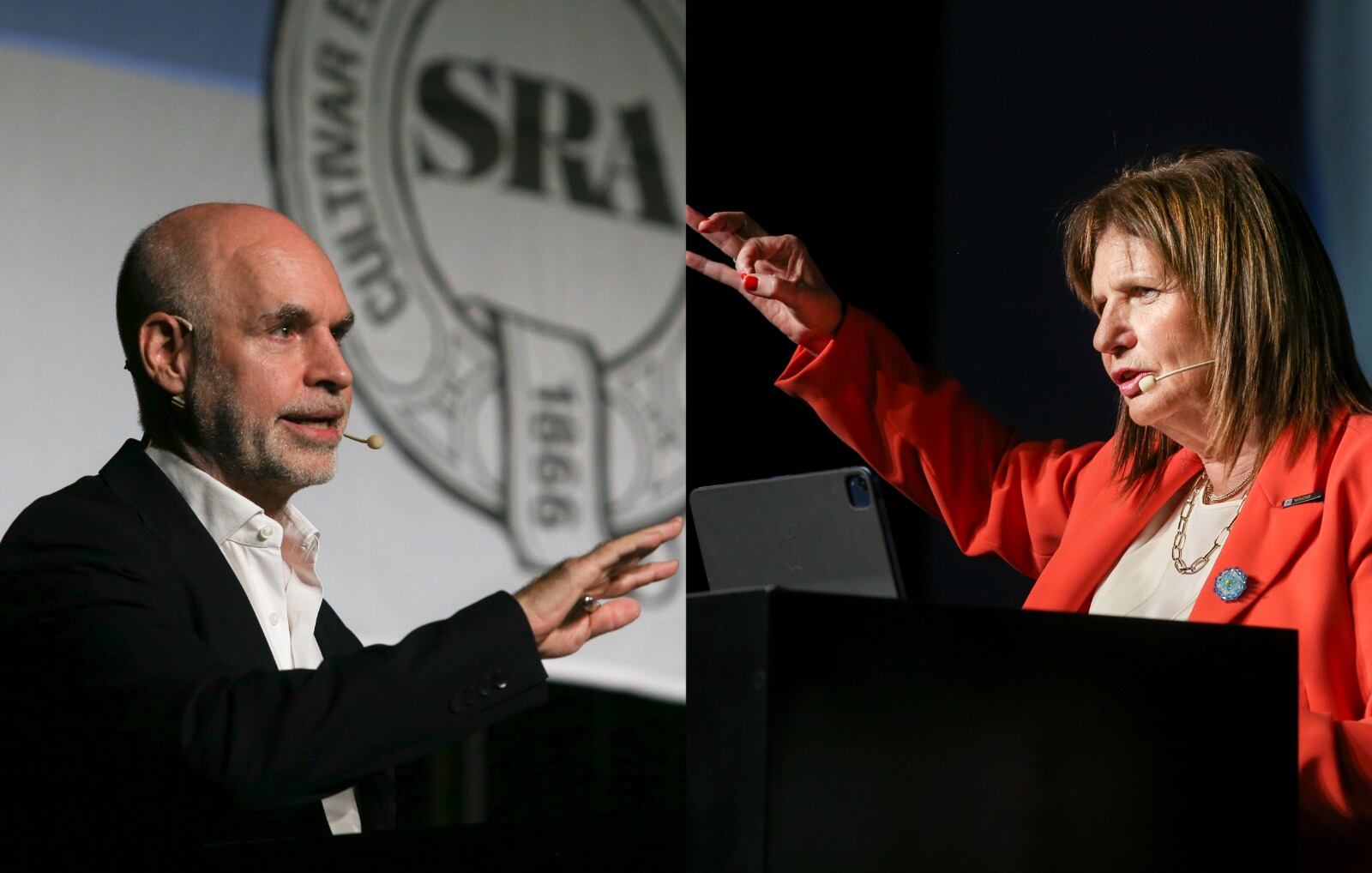 Horacio Rodríguez Larreta y Patricia Bullrich expusieron sus planes en la Sociedad Rural.