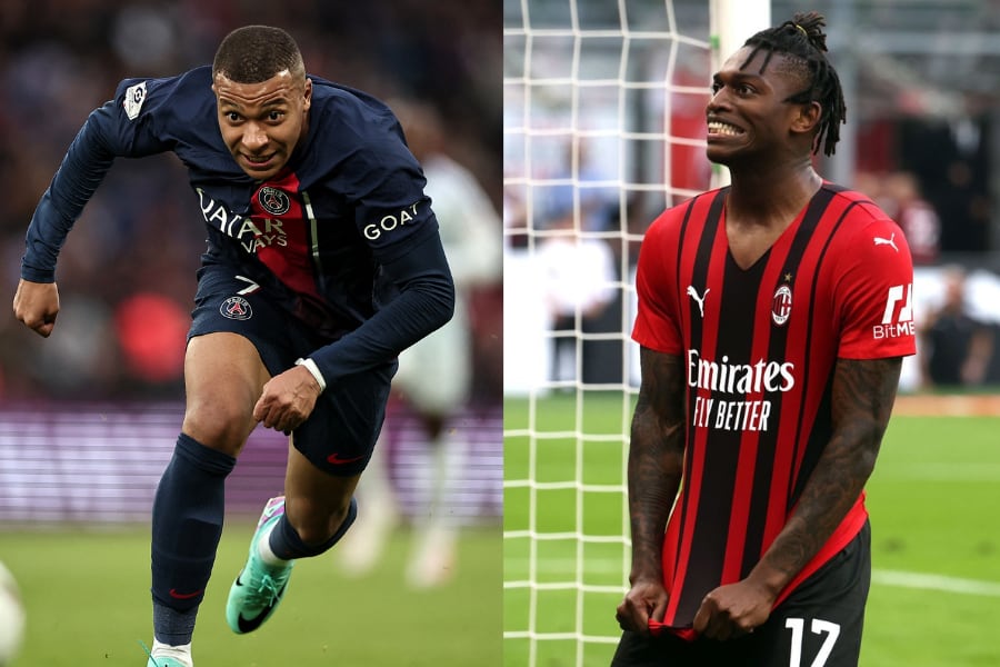 Kyllian Mbappé (AFP) y Raphael Leao (EFE), las figuras del PSG y el Milan.
