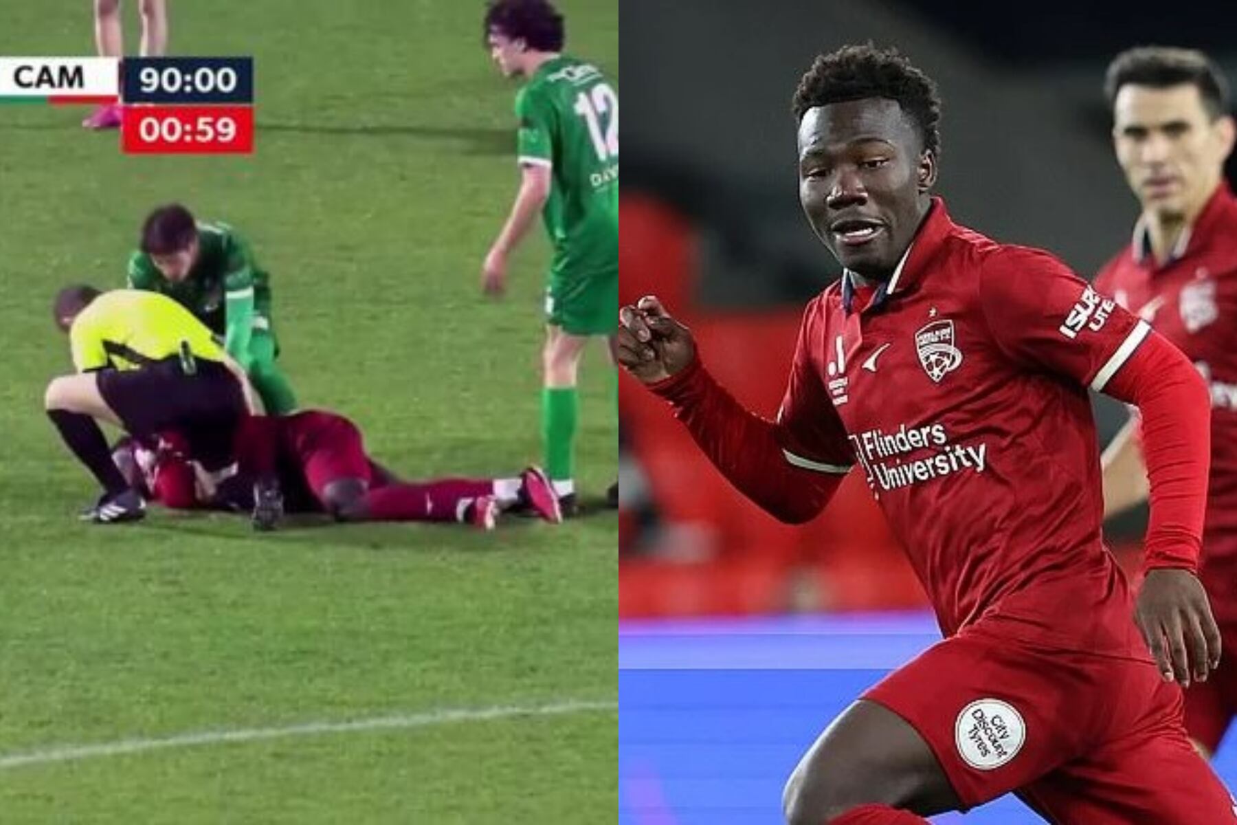 El árbitro frenó el partido y asistió rapidamente a Irankund