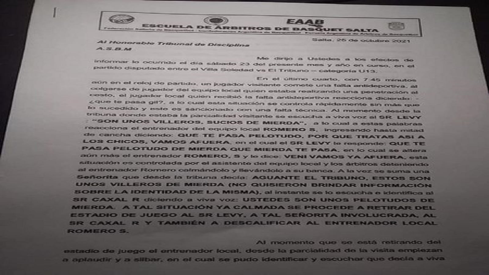 Informe de árbitros