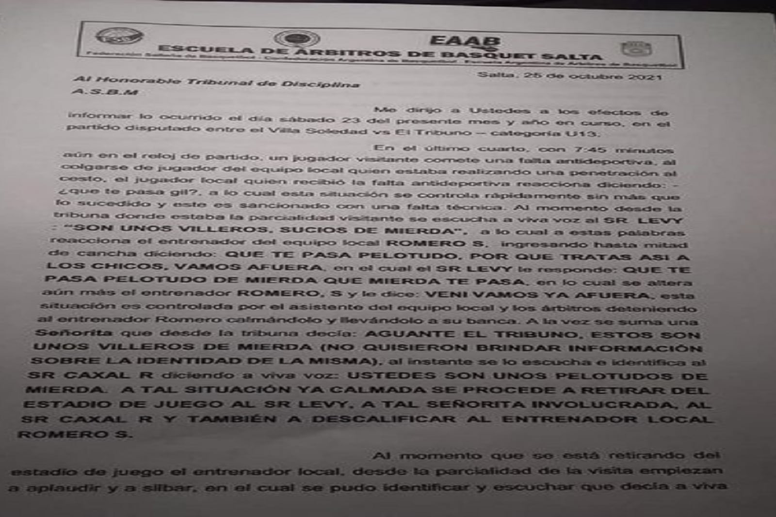 Informe de árbitros