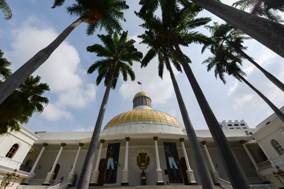 Vista de la sede de la Asamblea Nacional de Venezuela, declarada en desacato por el Tribunal Supremo de Justicia.