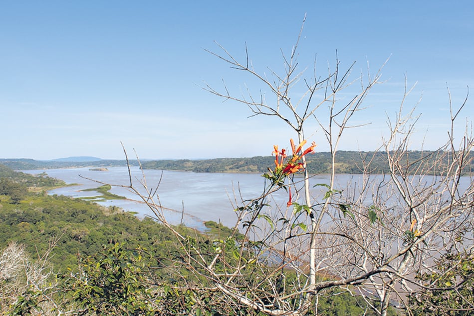 Toda la anchura del Paraná, desde los miradores del parque.