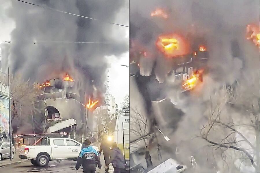 Decenas de electrodomésticos cayeron a la calle desde un primer piso.