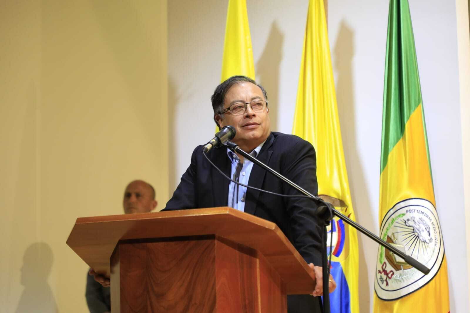 El presidente electo de Colombia, Gustavo Petro, durante su exposición en la Universidad El Externado / Redes sociales de la Universidad El Externado