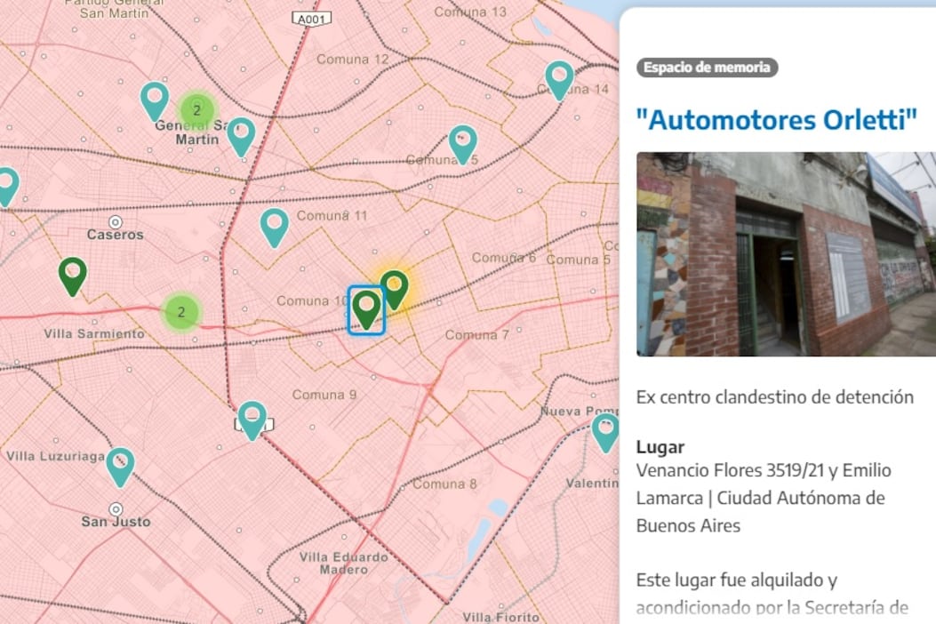 El mapa interactivo cuenta con un buscador general a partir del cual se pueden realizar búsquedas por ubicación y por nombre de los sitios