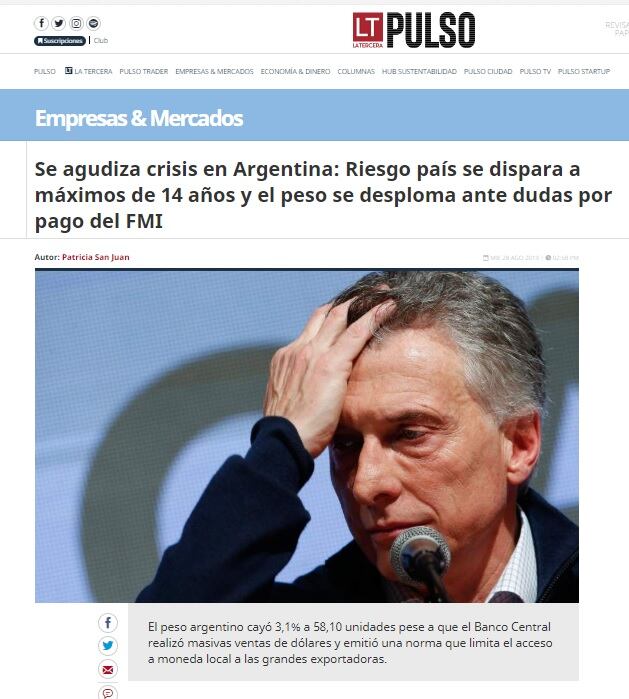 “Se agudiza la crisis”, "La crisis asfixia al Gobierno”, “Dolor de cabeza”, “Extender plazo para calmar los mercados”, fueron algunos de los titulares.