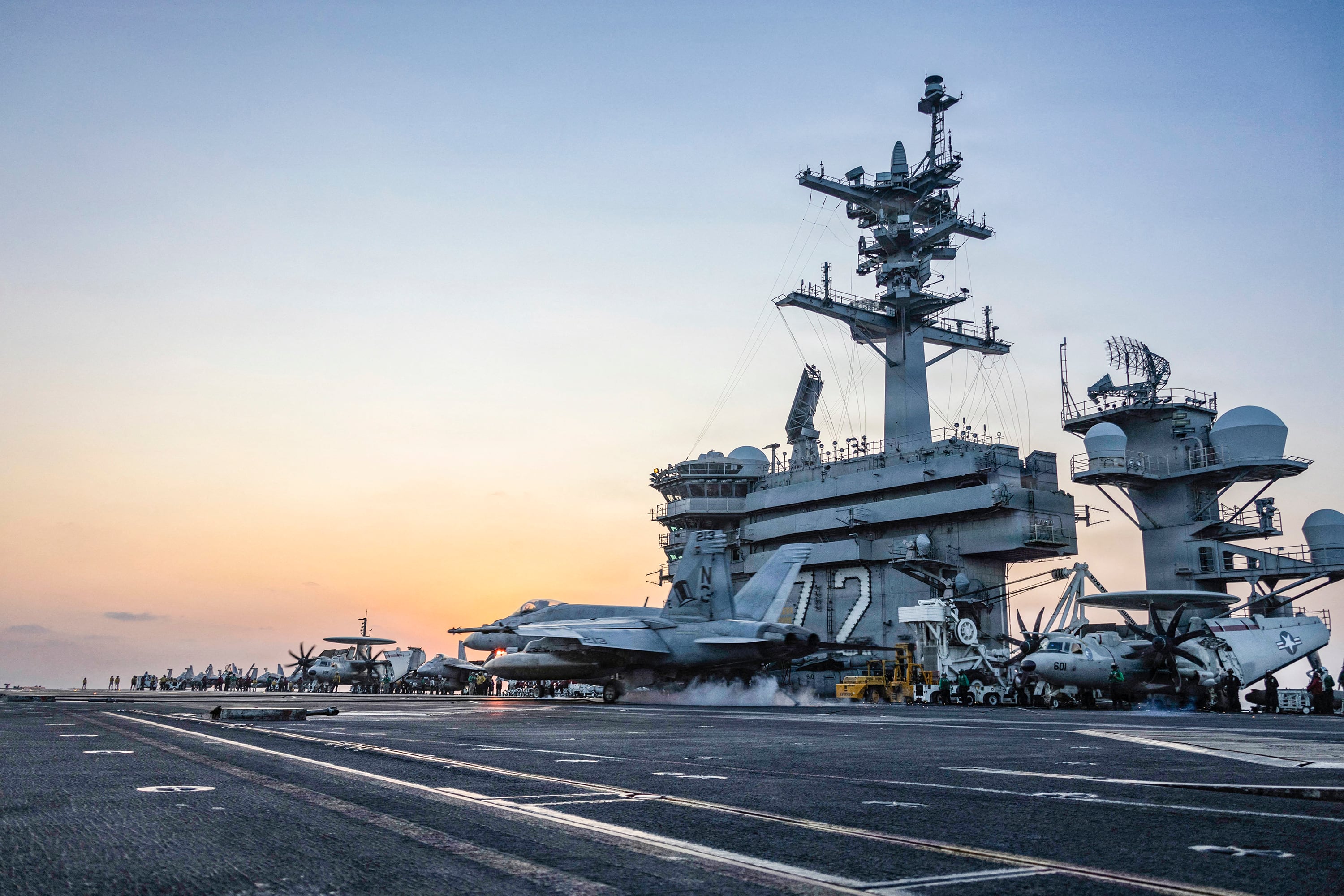 This US Navy handout photo released on March 6, 2026, by US Central Command Public Affairs shows an F/A-18E Super Hornet,