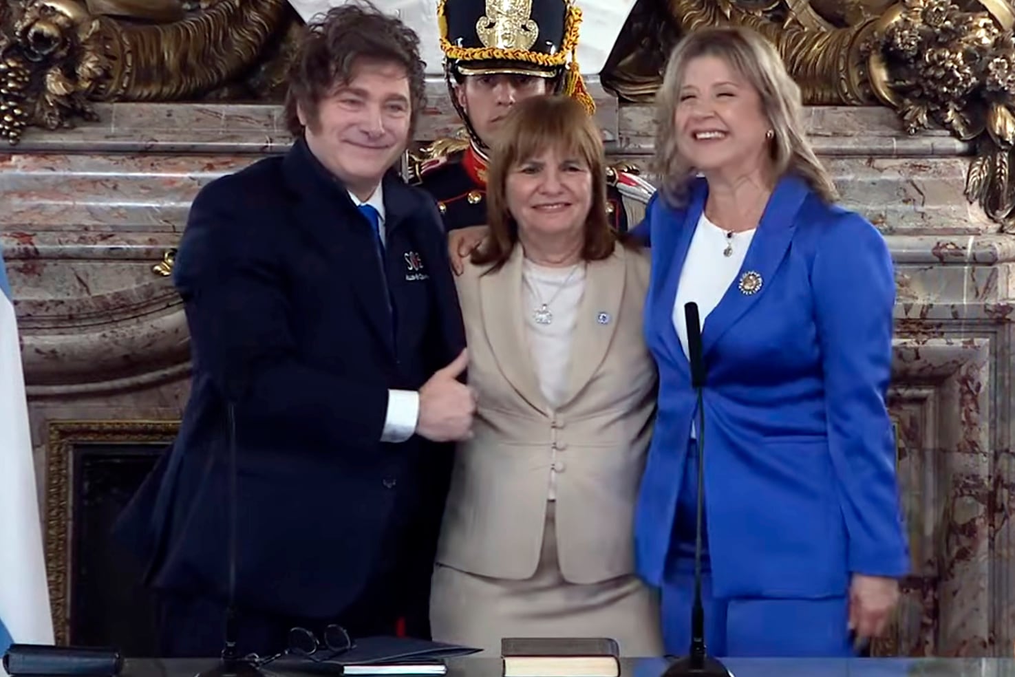 Jura Alejandra Monteoliva con Patricia Bullrich y Javier Milei